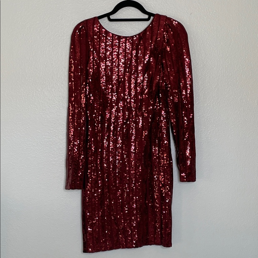 Nanette Lepore Elegant Burgundy Sequin Sheath Dress Size 8